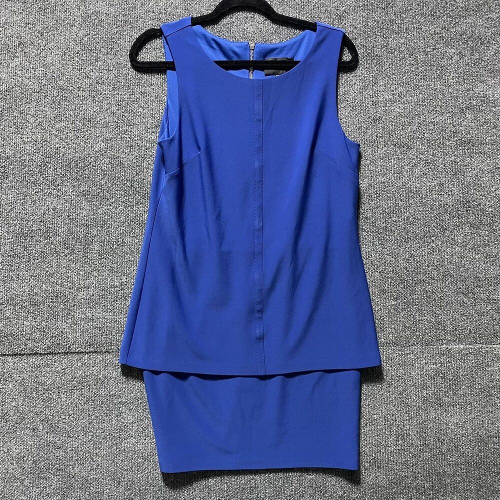 Frank Lyman Dress Womens 8 Blue Sleeveless Layered Sheath Cruise 2016 Sample